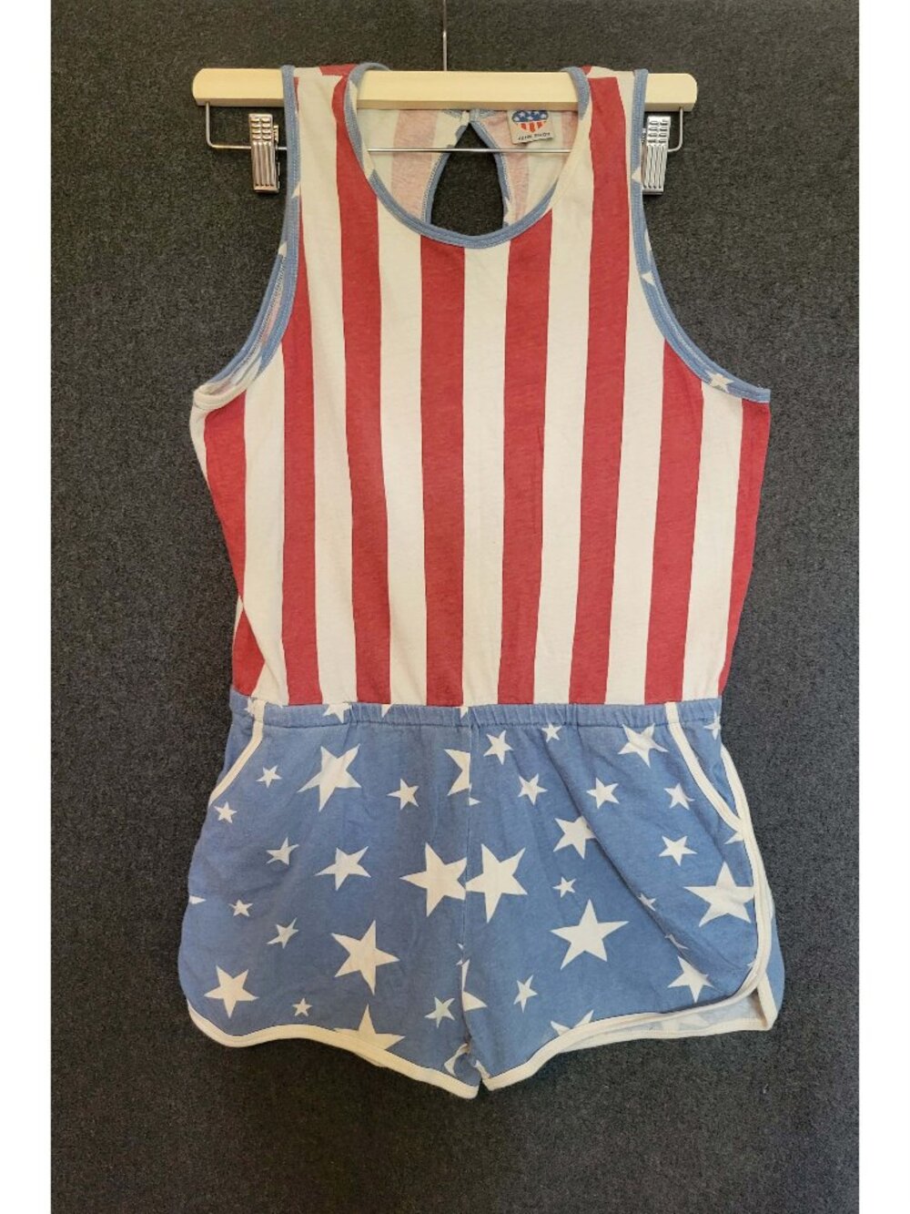 Junk Food Stars & Stripes Patriotc Romper Women’s M Americana Varsity Retro